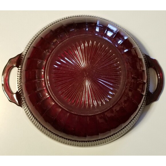 Vintage coronation royal ruby glass fruit bowl by anchor hocking - Picture 11 of 12